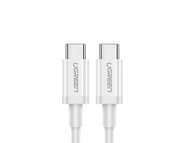 Ugreen USB-C to USB-C 60W 2M white fast charging cable at Thabthaba Store Qatar.