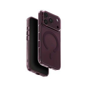 UNIQ AirSuit Glossy Burgundy 1.3mm ultra-slim case for iPhone 18 Pro with MagClick wireless charging, camera lens protection and HapticCore button in Qatar