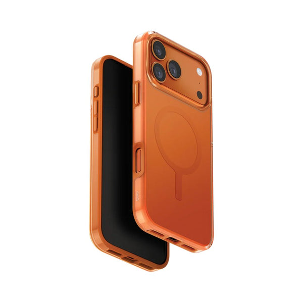 Uniq Clario Volt Orange eco friendly iPhone 17 Pro protective case with AirMax technology Qatar