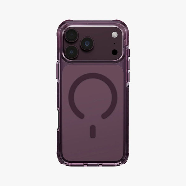 Uniq Combat Deep Burgundy triple-layer protective case for iPhone 18 Pro Max with ShockSorb and HapticCore in Qatar