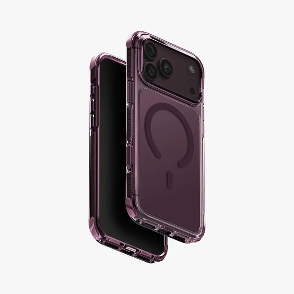 Uniq Combat Deep Burgundy triple-layer protective case for iPhone 18 Pro Max with ShockSorb and HapticCore in Qatar