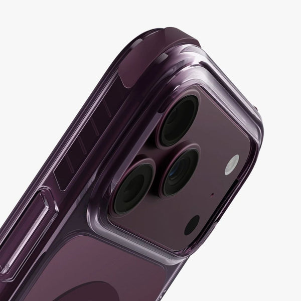 Uniq Combat Deep Burgundy triple-layer protective case for iPhone 18 Pro Max with ShockSorb and HapticCore in Qatar