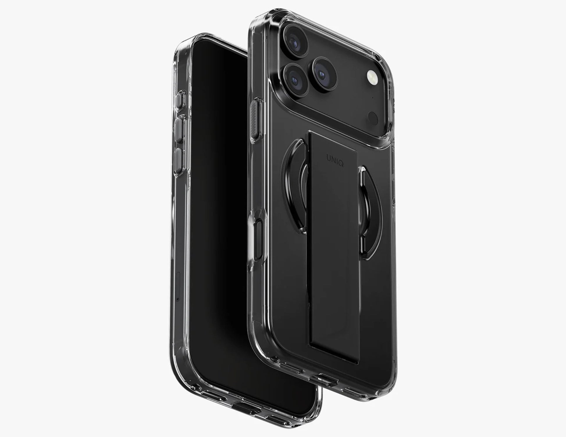 Uniq Heldro Air Slim FlexGrip™ Magnetic Case for iPhone 17 Pro & Pro Max, MagClick, clear anti-yellowing finish, wrist strap, at Thabthaba Store Qatar
