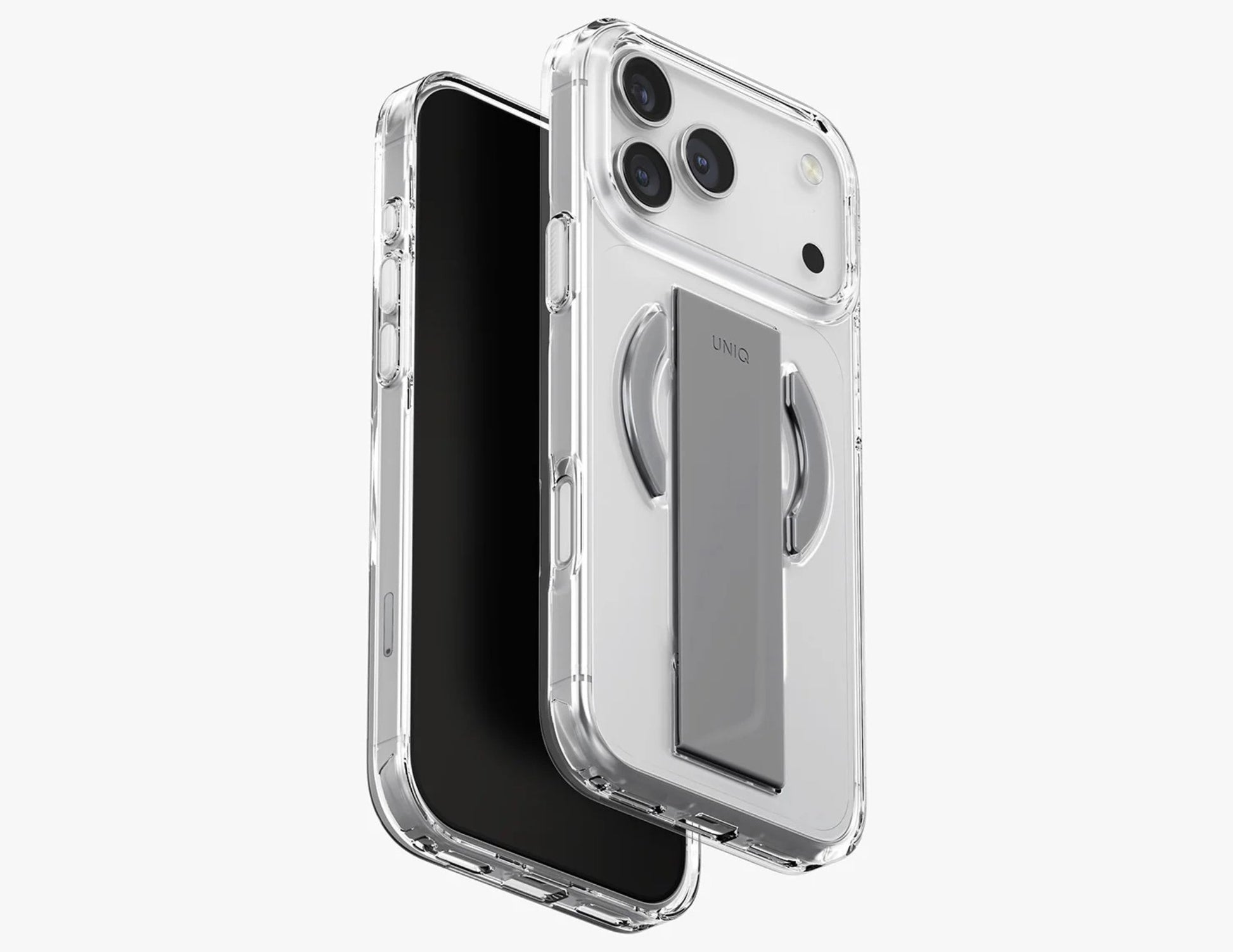 Uniq Heldro Air Slim FlexGrip™ Magnetic Case for iPhone 17 Pro & Pro Max, MagClick, clear anti-yellowing finish, wrist strap, at Thabthaba Store Qatar