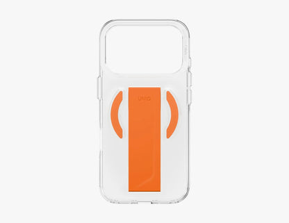 Uniq Heldro Air Slim FlexGrip™ Magnetic Case for iPhone 17 Pro & Pro Max, MagClick, clear anti-yellowing finish, wrist strap, at Thabthaba Store Qatar