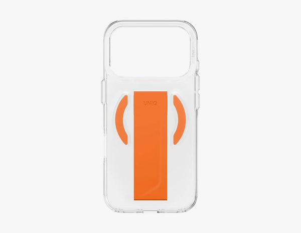 Uniq Heldro Air Slim FlexGrip™ Magnetic Case for iPhone 17 Pro & Pro Max, MagClick, clear anti-yellowing finish, wrist strap, at Thabthaba Store Qatar