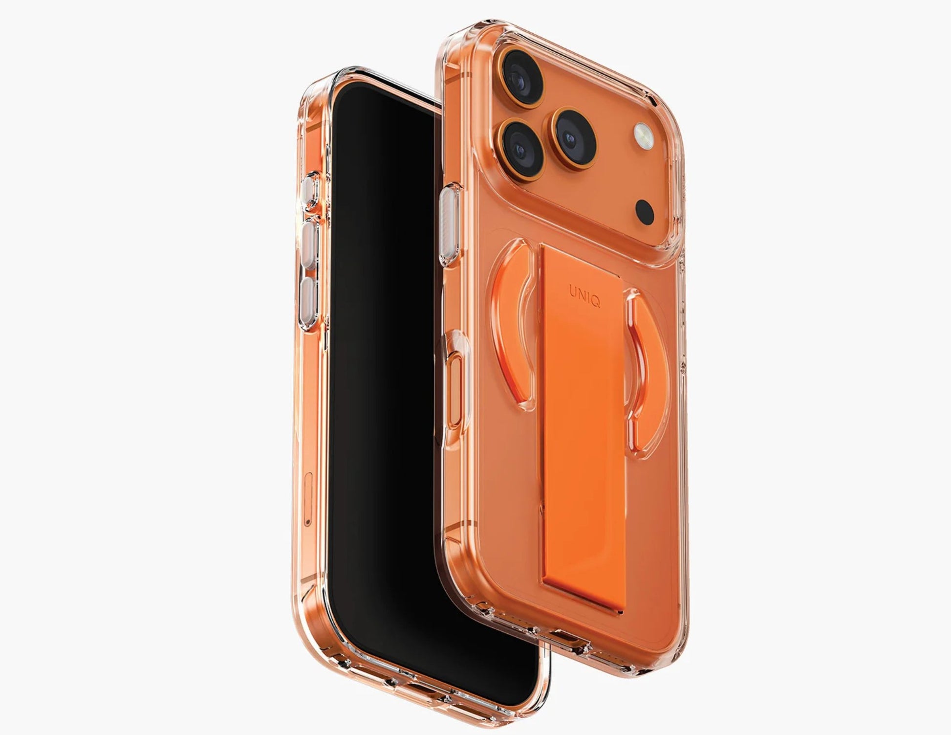 Uniq Heldro Air Slim FlexGrip™ Magnetic Case for iPhone 17 Pro & Pro Max, MagClick, clear anti-yellowing finish, wrist strap, at Thabthaba Store Qatar