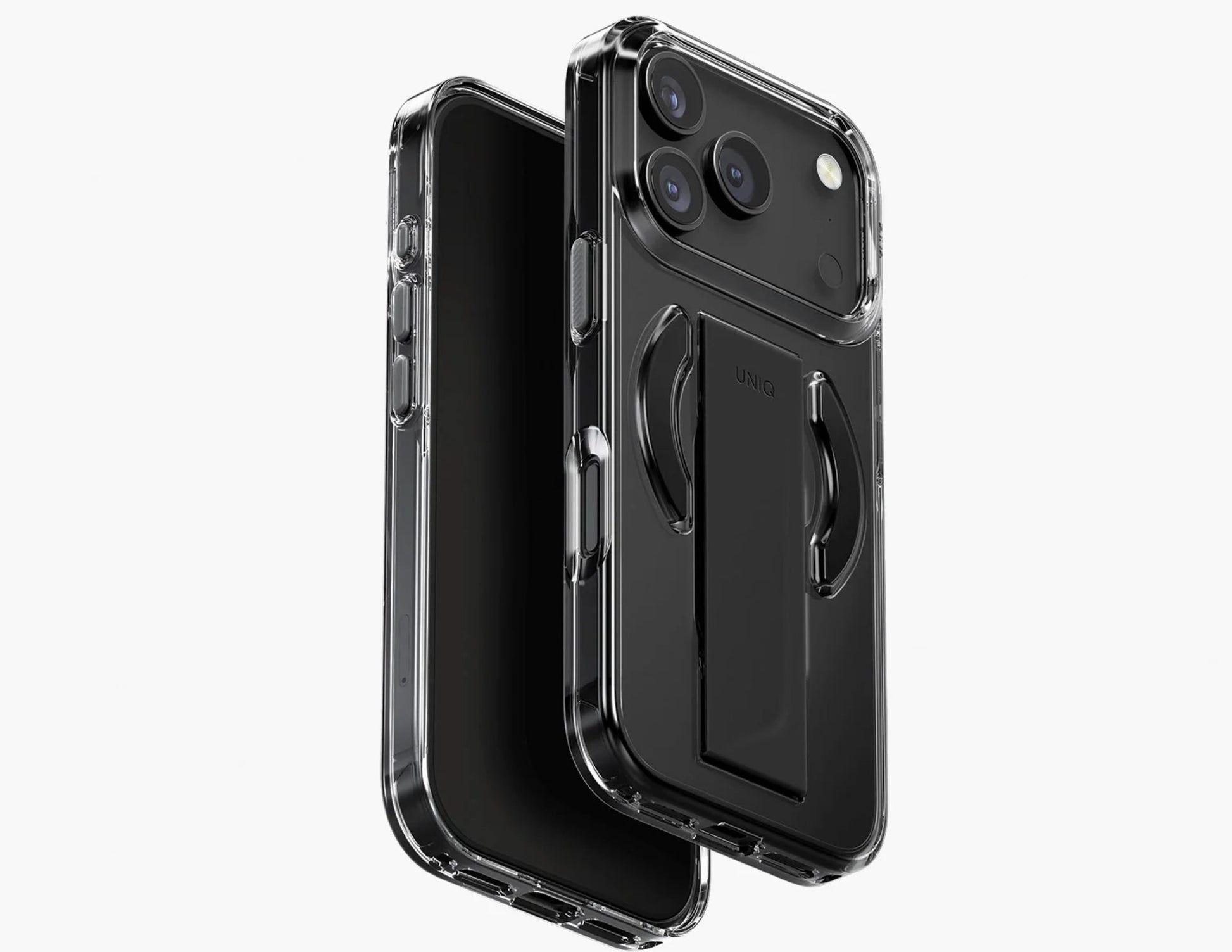Uniq Heldro Air Slim FlexGrip™ Magnetic Case for iPhone 17 Pro & Pro Max, MagClick, clear anti-yellowing finish, wrist strap, at Thabthaba Store Qatar