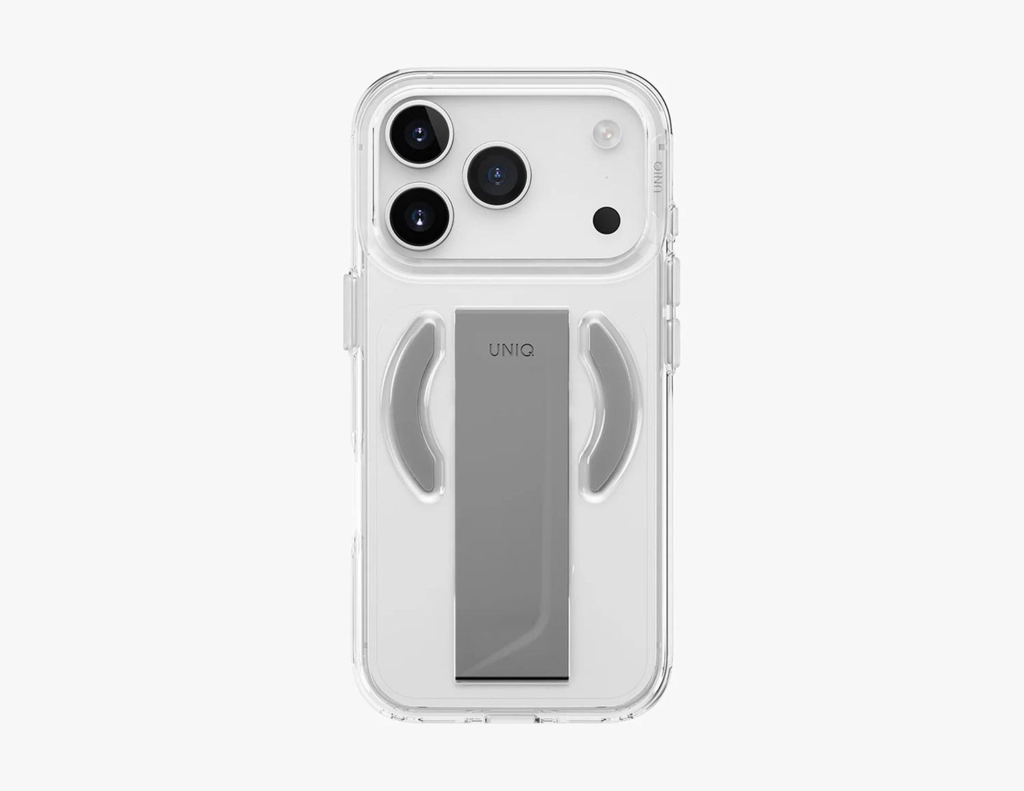 Uniq Heldro Air Slim FlexGrip™ Magnetic Case for iPhone 17 Pro & Pro Max, MagClick, clear anti-yellowing finish, wrist strap, at Thabthaba Store Qatar