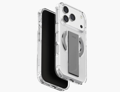 Uniq Heldro Air Slim FlexGrip™ Magnetic Case for iPhone 17 Pro & Pro Max, MagClick, clear anti-yellowing finish, wrist strap, at Thabthaba Store Qatar
