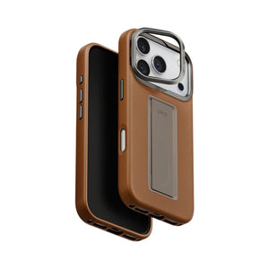 UNIQ Heldro Pro Hybrid Leatherette Case with FlexGrip Band for iPhone 17 Pro Caramel Qatar
