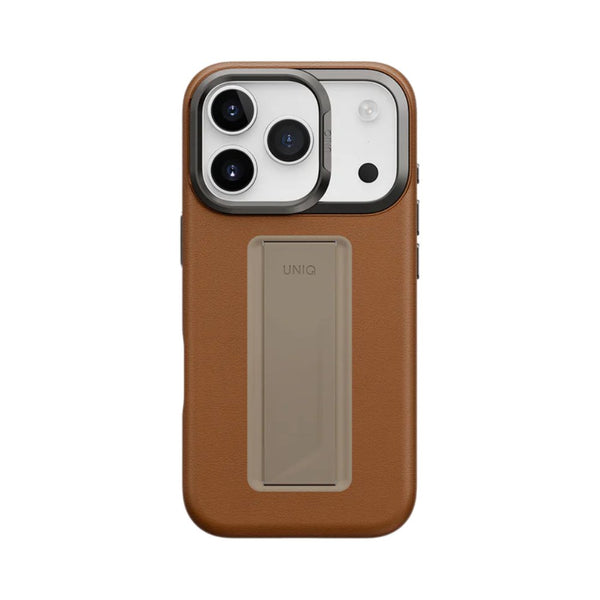 UNIQ Heldro Pro Hybrid Leatherette Case with FlexGrip Band for iPhone 17 Pro Caramel Qatar