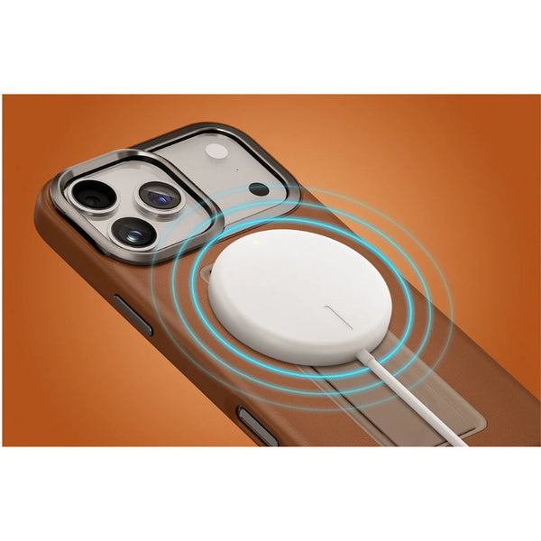 UNIQ Heldro Pro Hybrid Leatherette Case with FlexGrip Band for iPhone 17 Pro Caramel Qatar