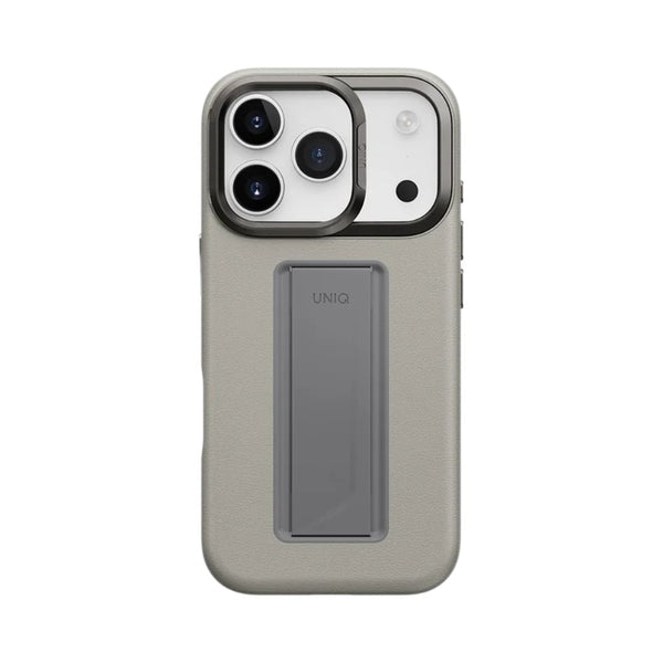 UNIQ Heldro Pro Hybrid Leatherette Case with FlexGrip Band for iPhone 17 Pro Clay Qatar
