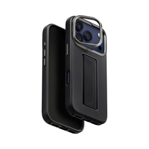 UNIQ Heldro Pro Hybrid Leatherette Case with FlexGrip Band for iPhone 17 Pro Dallas Black Qatar