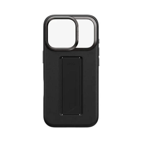 UNIQ Heldro Pro Hybrid Leatherette Case with FlexGrip Band for iPhone 17 Pro Dallas Black Qatar