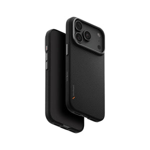 UNIQ Keva Edge Carbon Black aramid fiber case for iPhone 18 Pro with HapticCore Camera Control and MagClick magnetic charging compatibility in Qatar