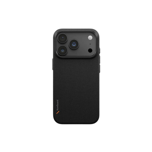 UNIQ Keva Edge Carbon Black aramid fiber case for iPhone 18 Pro with HapticCore Camera Control and MagClick magnetic charging compatibility in Qatar