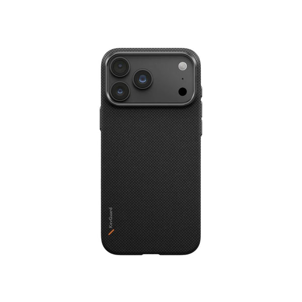 UNIQ Keva Edge Carbon Black aramid fiber case for iPhone 18 Pro Max with HapticCore Camera Control and MagClick magnetic charging compatibility in Qatar