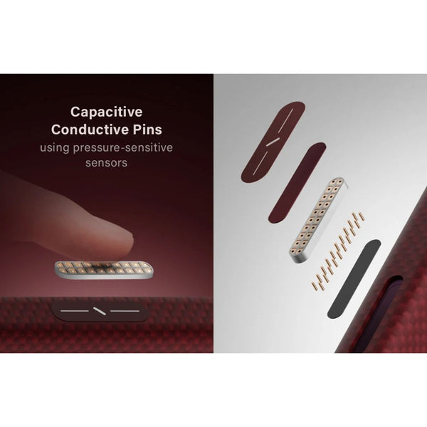 UNIQ Keva Edge Ember Red aramid fiber case for iPhone 18 Pro Max with HapticCore Camera Control and MagClick magnetic charging compatibility in Qatar