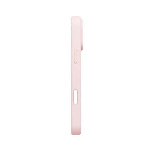 UNIQ Lino Pale Rose hybrid silicone case for iPhone 18 Pro Max with microfiber lining, raised camera bezel, HapticCore Camera Control and MagClick compatibility in Qatar