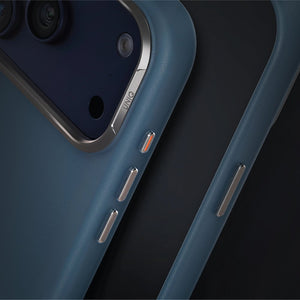 Uniq Lyden Ash Blue iPhone 17 Pro Max vegan leather case with aluminum camera bezel Qatar