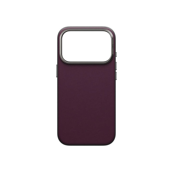 UNIQ Lyden DS Deep Maroon vegan leather case for iPhone 18 Pro with aluminium camera bezel, HapticCore Camera Control and MagClick magnetic charging in Qatar