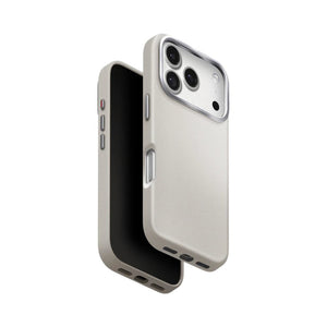 UNIQ Lyden Sleek Leatherette Case with Reinforced Aluminum Camera Bezel for iPhone 17 Pro Clay Qatar