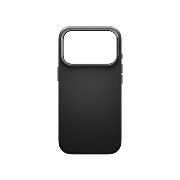 UNIQ Lyden Dallas Black vegan leather case for iPhone 18 Pro with aluminium accents and MagClick™ compatibility in Qatar