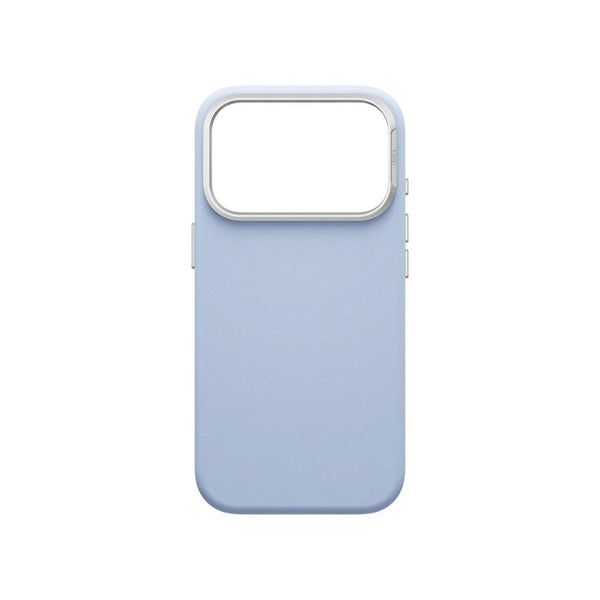 UNIQ Lyden Frost Blue vegan leather case for iPhone 18 Pro with aluminium accents and MagClick™ compatibility in Qatar
