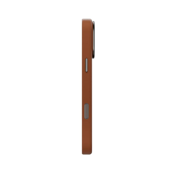 UNIQ Lyden Caramel vegan leather case for iPhone 18 Pro Max with aluminium accents and MagClick™ compatibility in Qatar