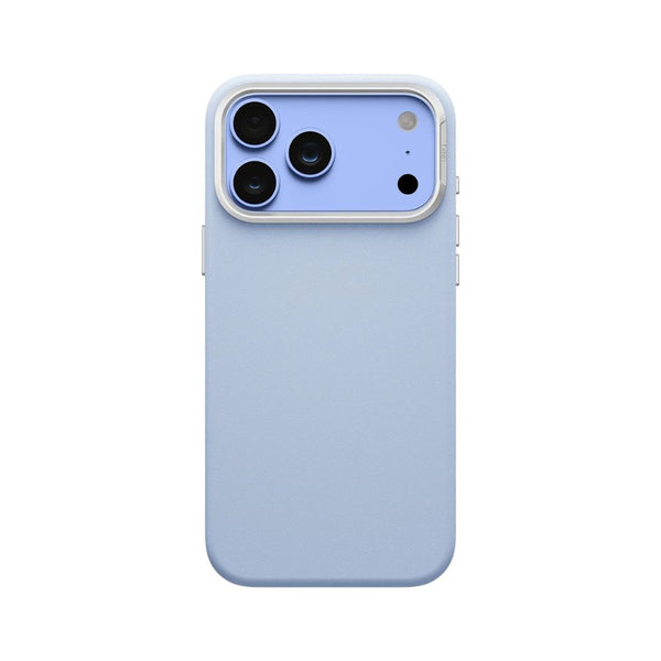 UNIQ Lyden Frost Blue vegan leather case for iPhone 18 Pro Max with aluminium accents and MagClick™ compatibility in Qatar