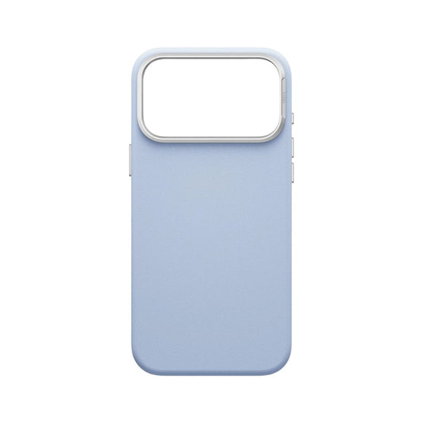 UNIQ Lyden Frost Blue vegan leather case for iPhone 18 Pro Max with aluminium accents and MagClick™ compatibility in Qatar