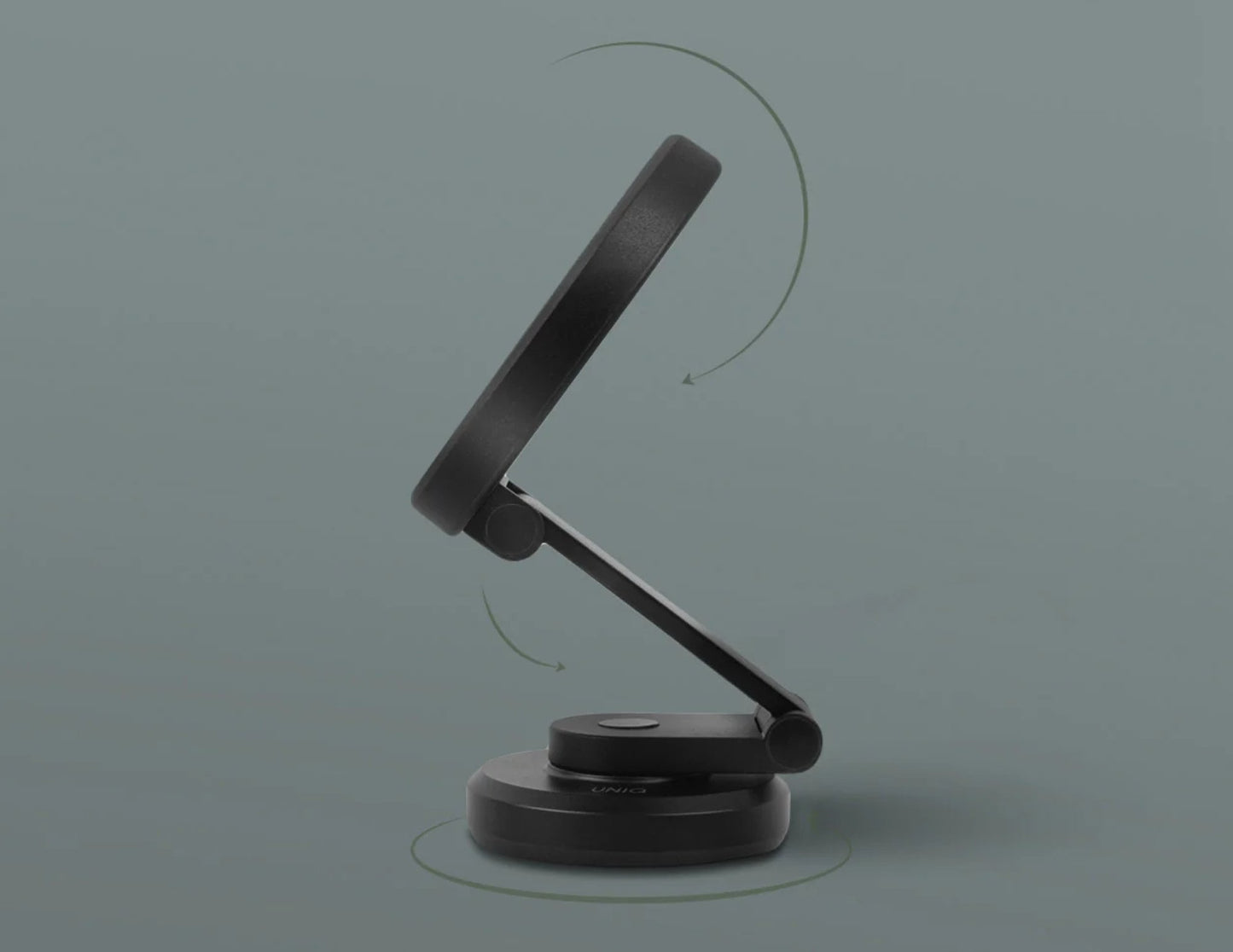 Uniq Velo universal magnetic phone mount with rotating base and folding arm Midnight Black Qatar