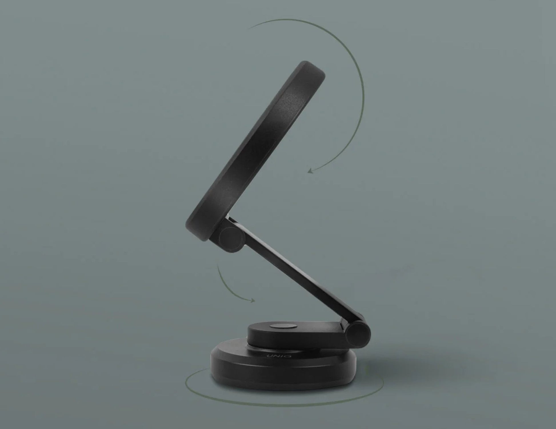 Uniq Velo universal magnetic phone mount with rotating base and folding arm Midnight Black Qatar