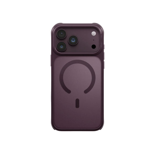 UNIQ Veren Burgundy Frost frosted shield case for iPhone 18 Pro Max with hybrid TPU and polycarbonate protection in Qatar