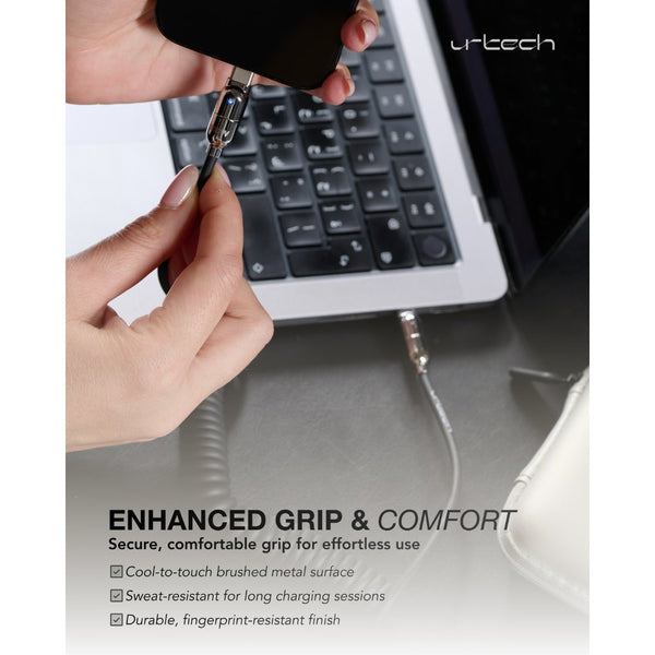 URTECH 100W spring USB-C to USB-C cable black silver fast charging 5A PD cable Qatar