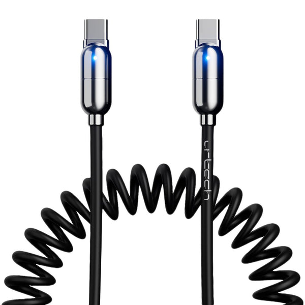 URTECH 100W spring USB-C to USB-C cable black silver fast charging 5A PD cable Qatar
