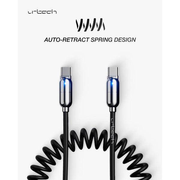 URTECH 100W spring USB-C to USB-C cable black silver fast charging 5A PD cable Qatar