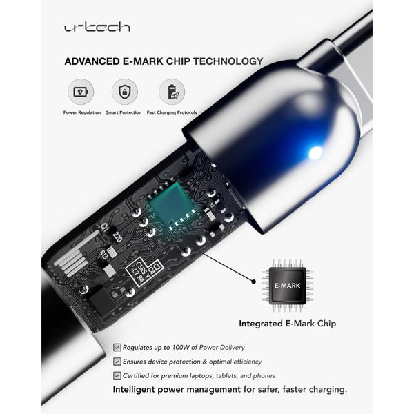 URTECH 100W spring USB-C to USB-C cable black silver fast charging 5A PD cable Qatar