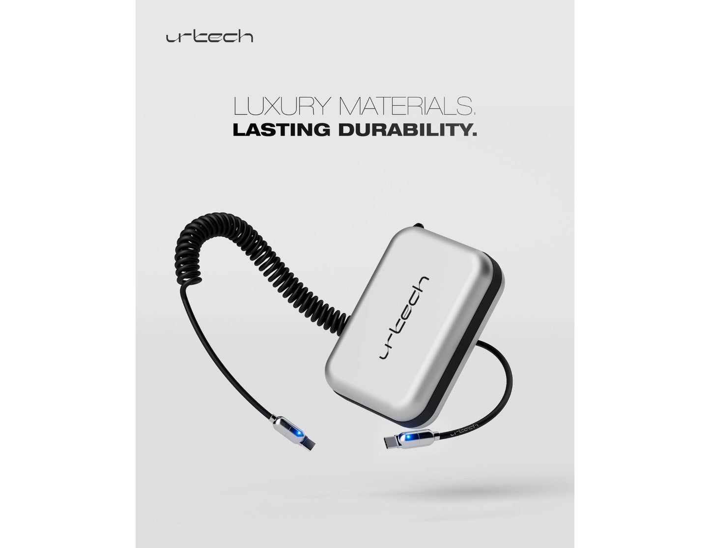 URTECH 100W spring USB-C to USB-C premium cable Black Silver Qatar