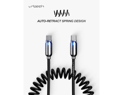 URTECH 100W spring USB-C to USB-C premium cable Black Silver Qatar