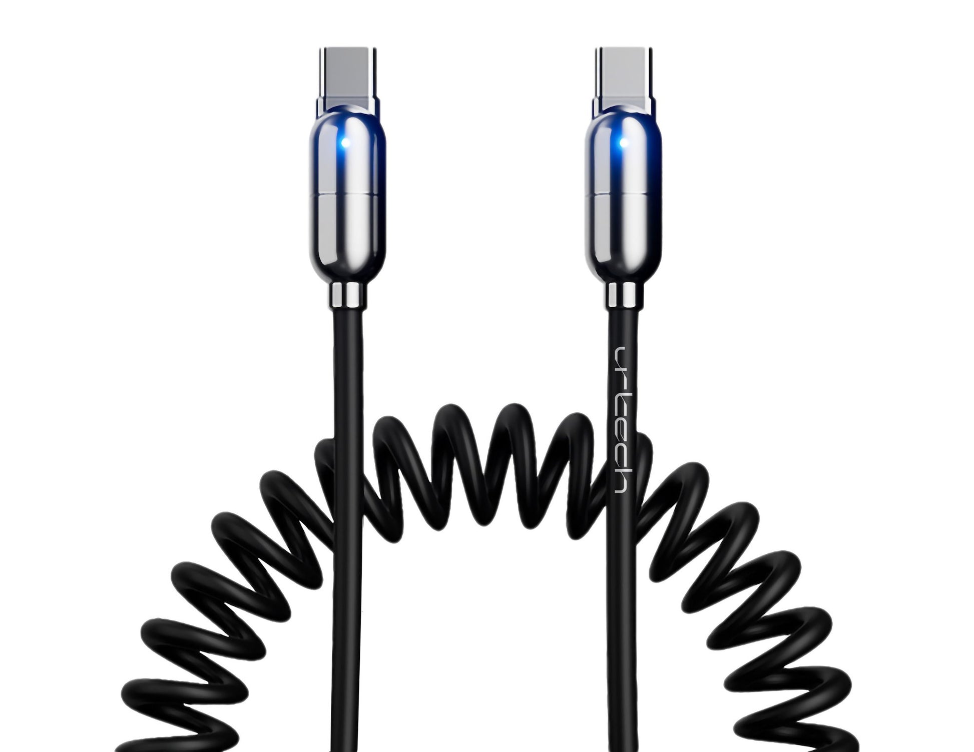 URTECH 100W spring USB-C to USB-C premium cable Black Silver Qatar