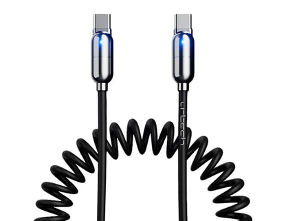URTECH 100W spring USB-C to USB-C premium cable Black Silver Qatar