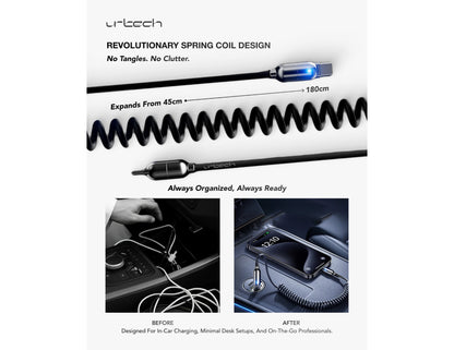 URTECH 100W spring USB-C to USB-C premium cable Black Silver Qatar
