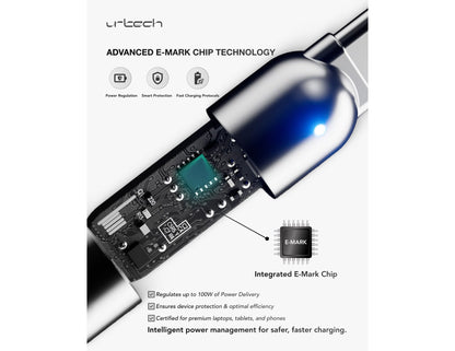 URTECH 100W spring USB-C to USB-C premium cable Black Silver Qatar