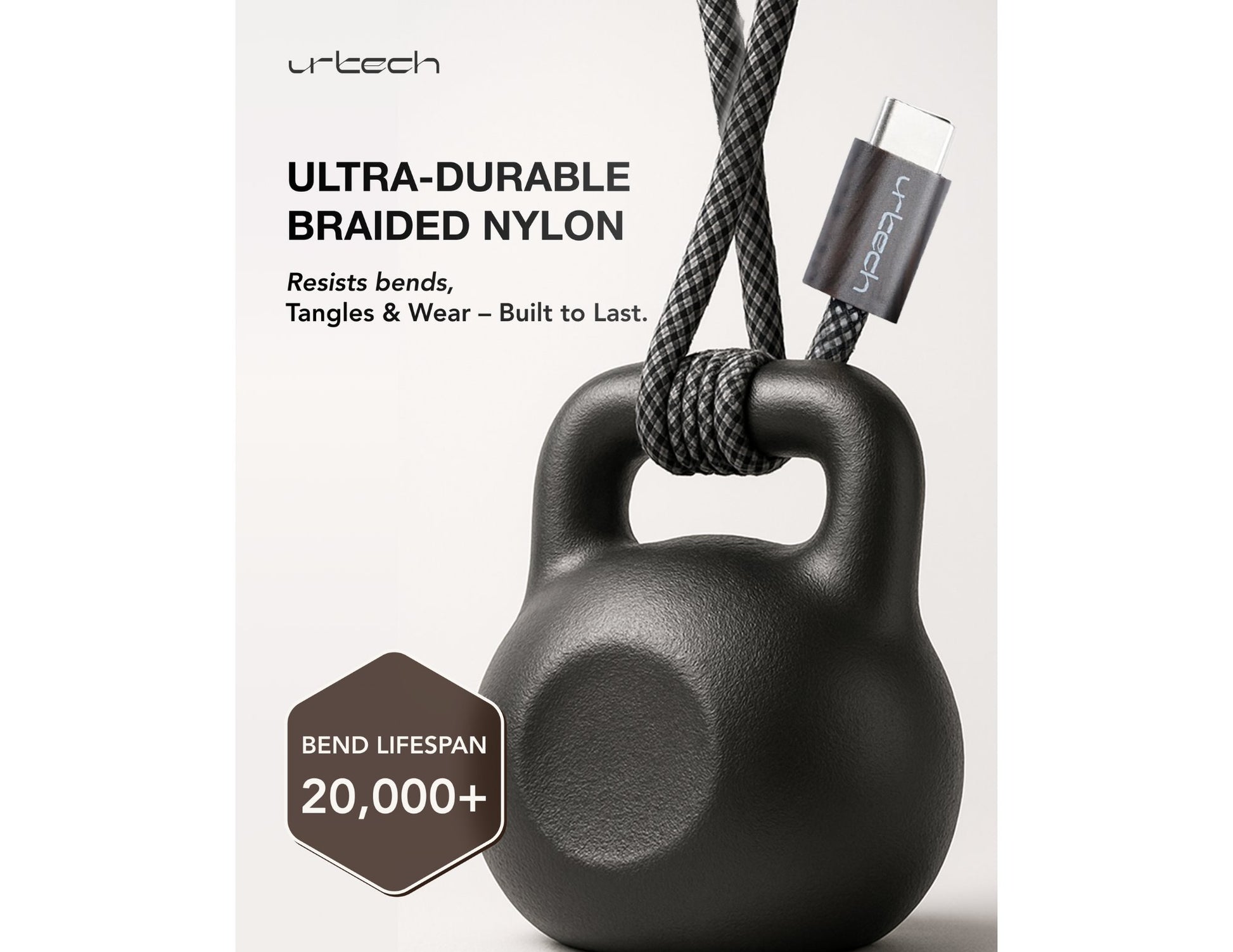 URTECH 100W USB-C to USB-C cable MW-NMBM01 natural wood grain braided 1m Qatar