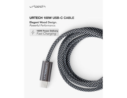 URTECH 100W USB-C to USB-C cable MW-NMBM01 natural wood grain braided 1m Qatar