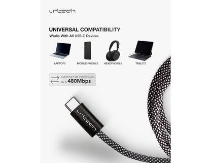 URTECH 100W USB-C to USB-C cable MW-NMBM01 natural wood grain braided 1m Qatar