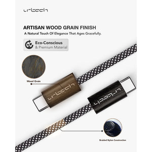 URTECH 100W USB-C to USB-C cable natural wood grain 1m PD fast charging braided cable Qatar